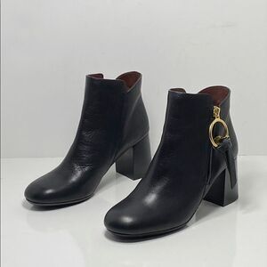 See by Chloé Louise Block-Heel Leather Ankle Boots size 36